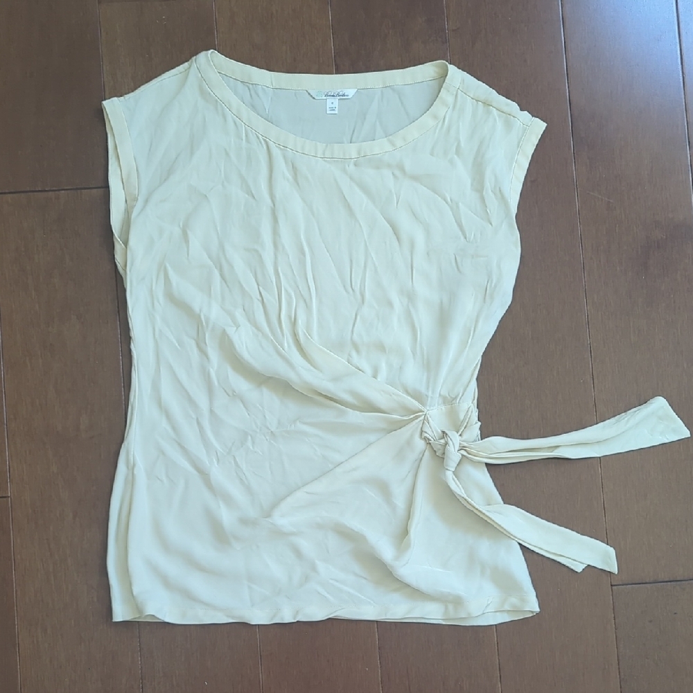 Brooks Brothers Cream Tie-Front Fitted Blouse